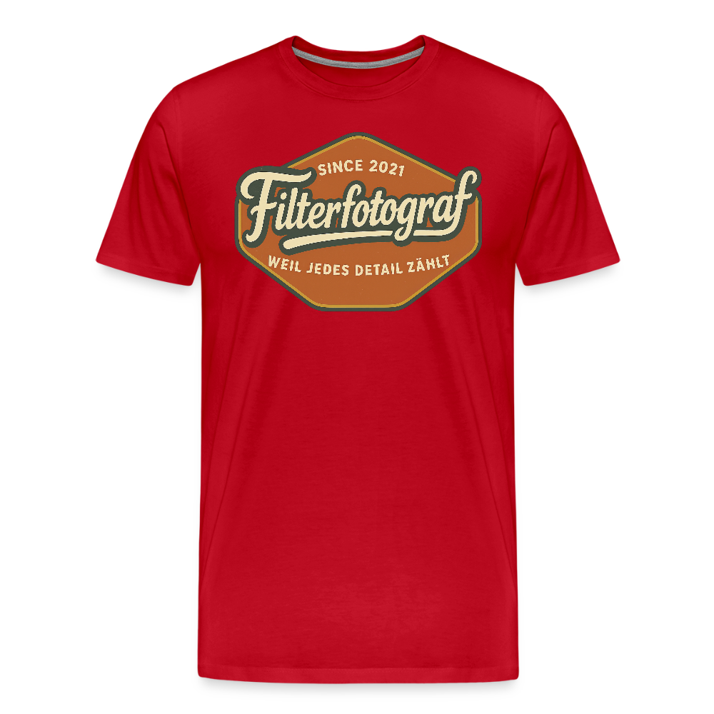 FILTERFOTOGRAF® Männer Premium T-Shirt – Front- & Rückendruck, nachhaltig & fair produziert - Rot