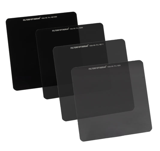 Filterfotograf® ND Filter Set 100x100mm – ND8, ND32,  ND64 & ND1000 aus Ultra HD Glas mit Nano-Beschichtung