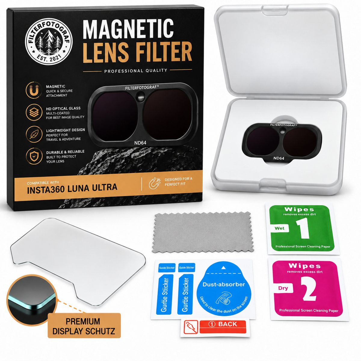FILTERFOTOGRAF® InstaLuna Ultra ND64 – Magnetischer ND-Filter für Insta360