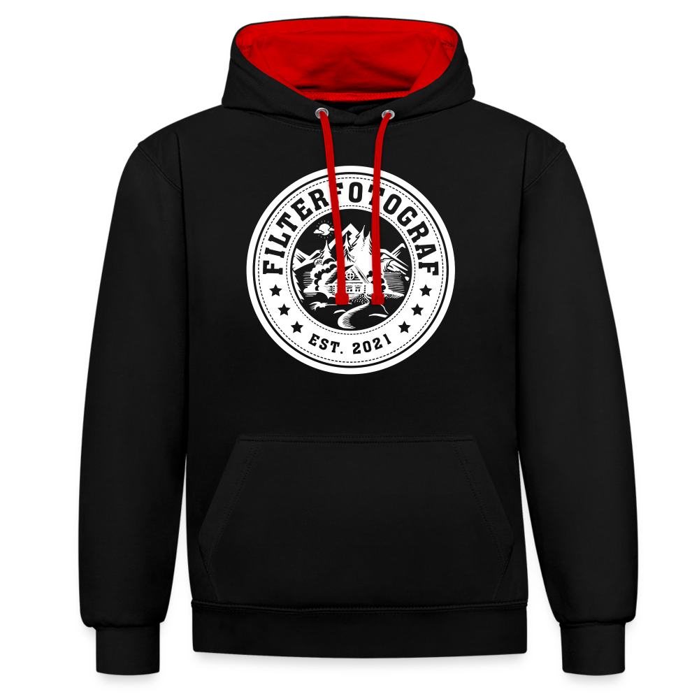 Kontrast-Hoodie - Schwarz/Rot