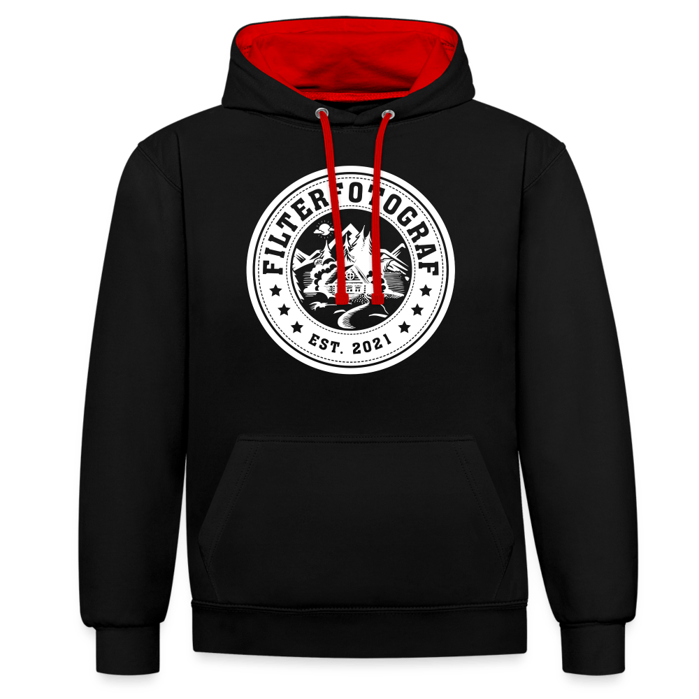 Kontrast-Hoodie - Schwarz/Rot