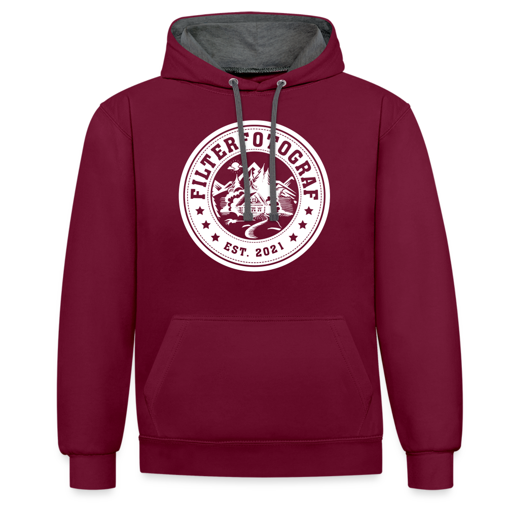 Kontrast-Hoodie - Weinrot/Anthrazit