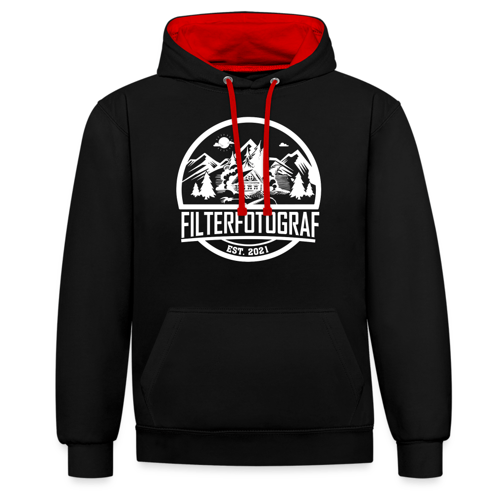 Kontrast-Hoodie - Schwarz/Rot