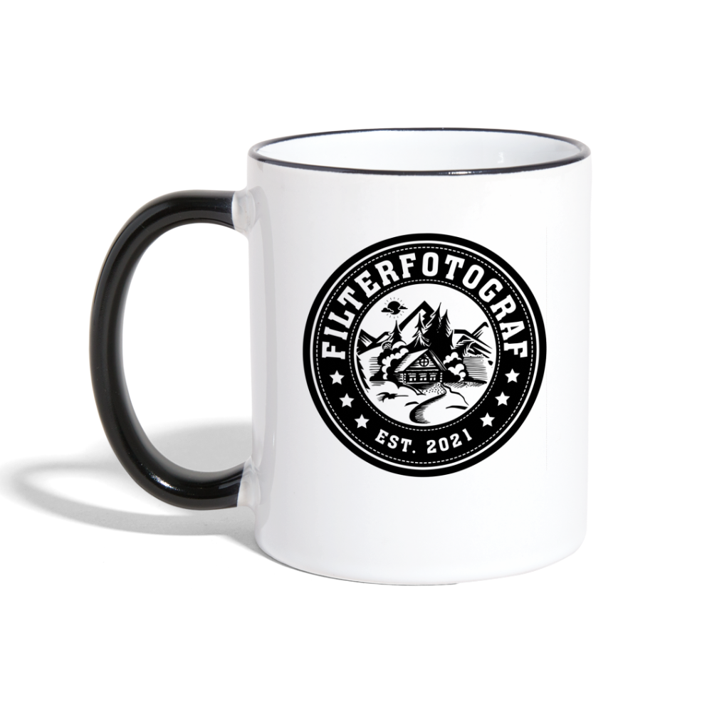 Tasse zweifarbig - Vintage 1 - Weiß/Schwarz