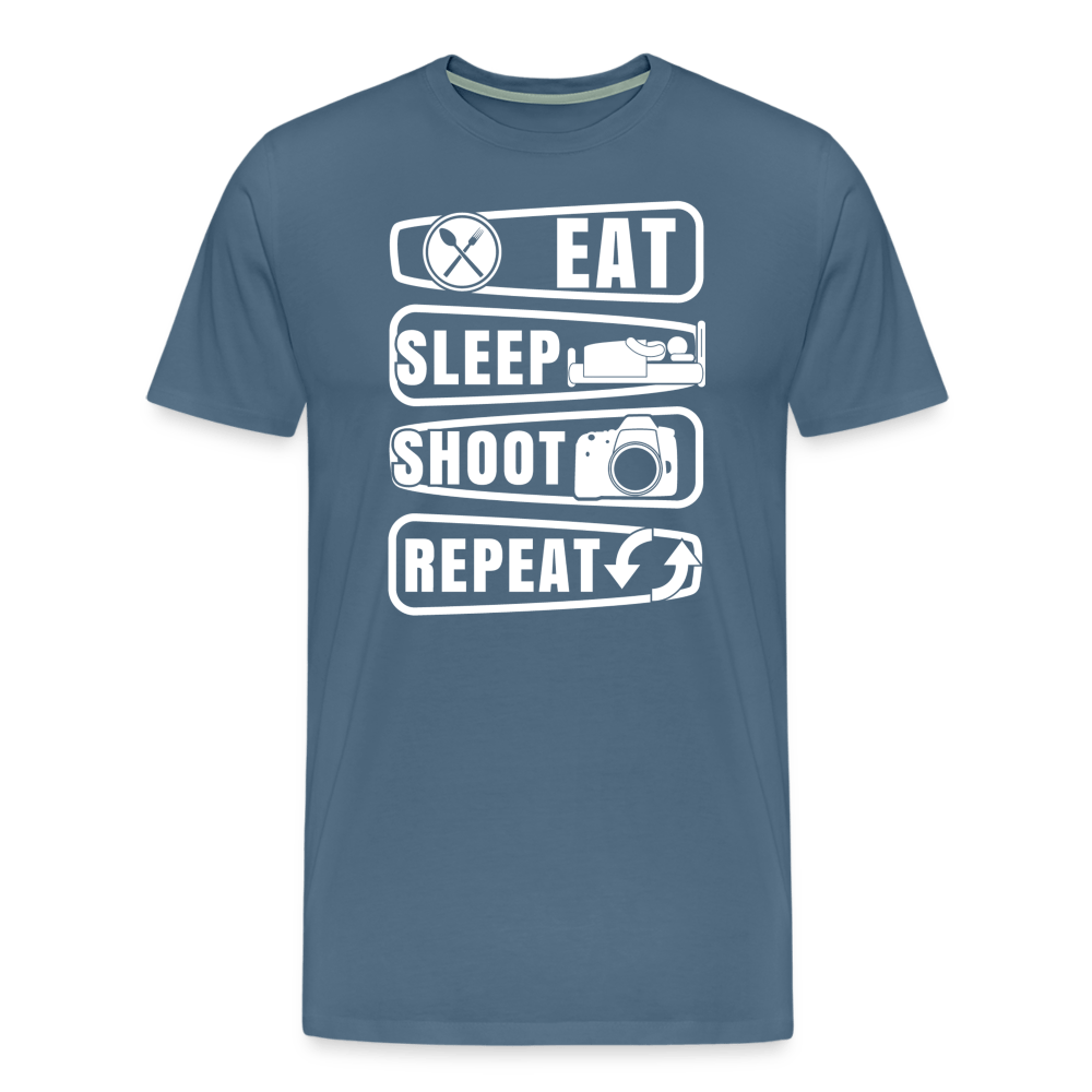 Fotografen Shirt - Eat Sleep Shot Repeat - Blaugrau