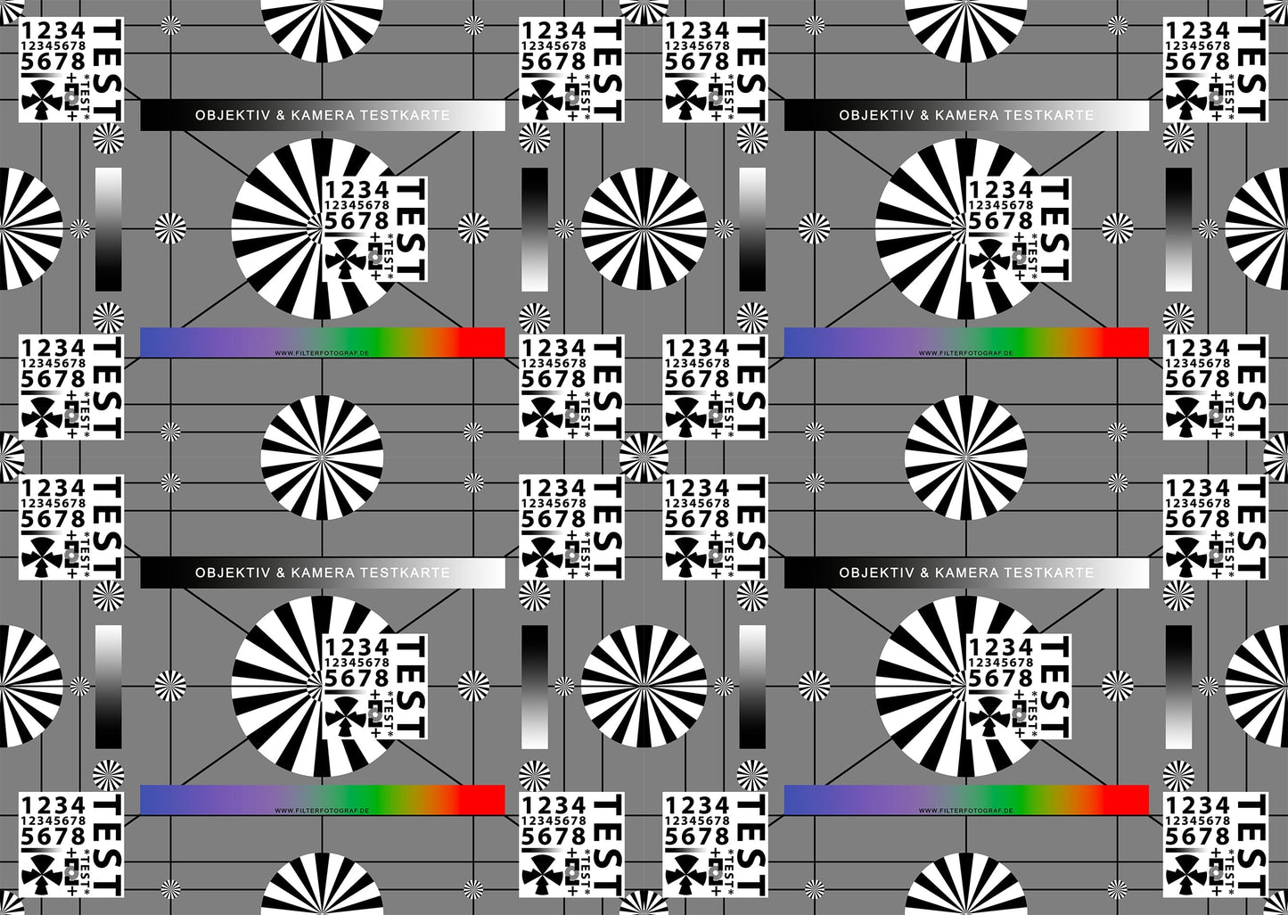 Testkarte für Objektive und Kameras - Prüfkarte für Objektivqualität von Filterfotograf