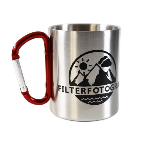 Filterfotograf Karabiner Edelstahltasse, Campingtasse, Outdoortasse 300ml
