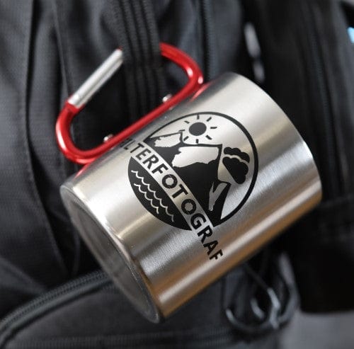Filterfotograf Karabiner Edelstahltasse, Campingtasse, Outdoortasse 300ml