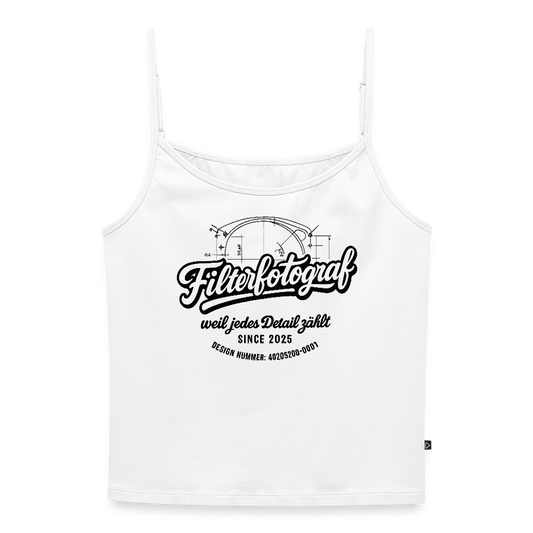 Filterfotograf Damen Spaghetti Tank Top – Figurbetont & Bio-Baumwolle - Weiß