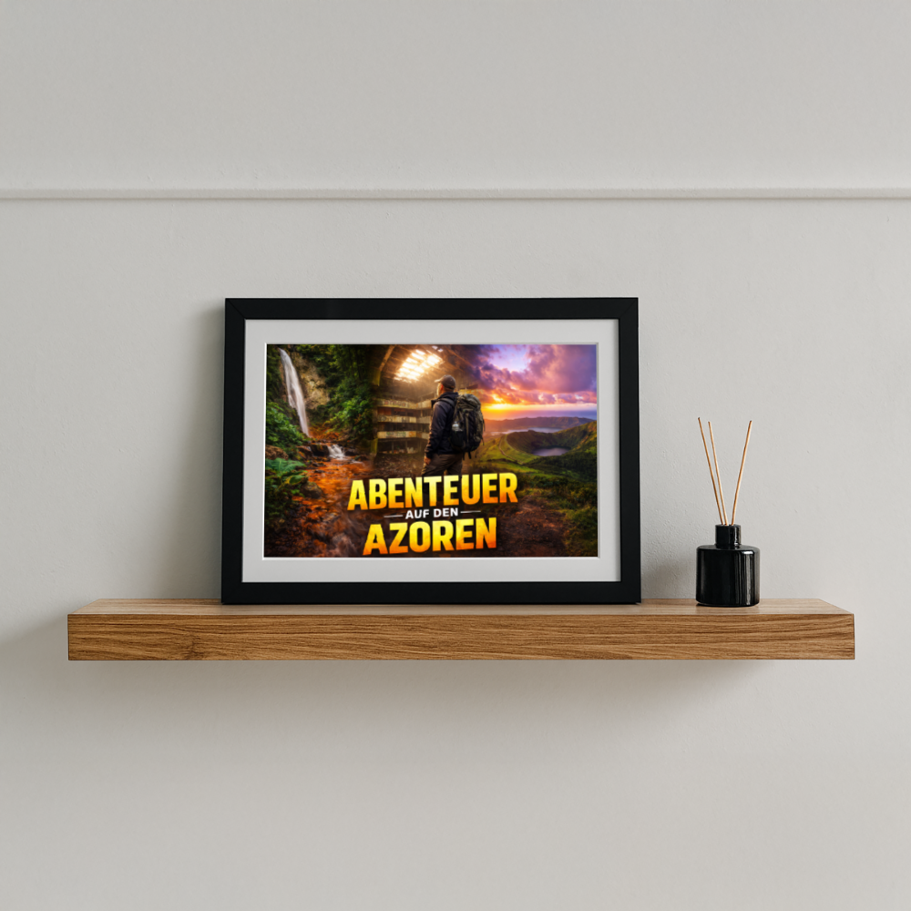Gerahmtes Poster Abenteuer Azoren - Schwarz