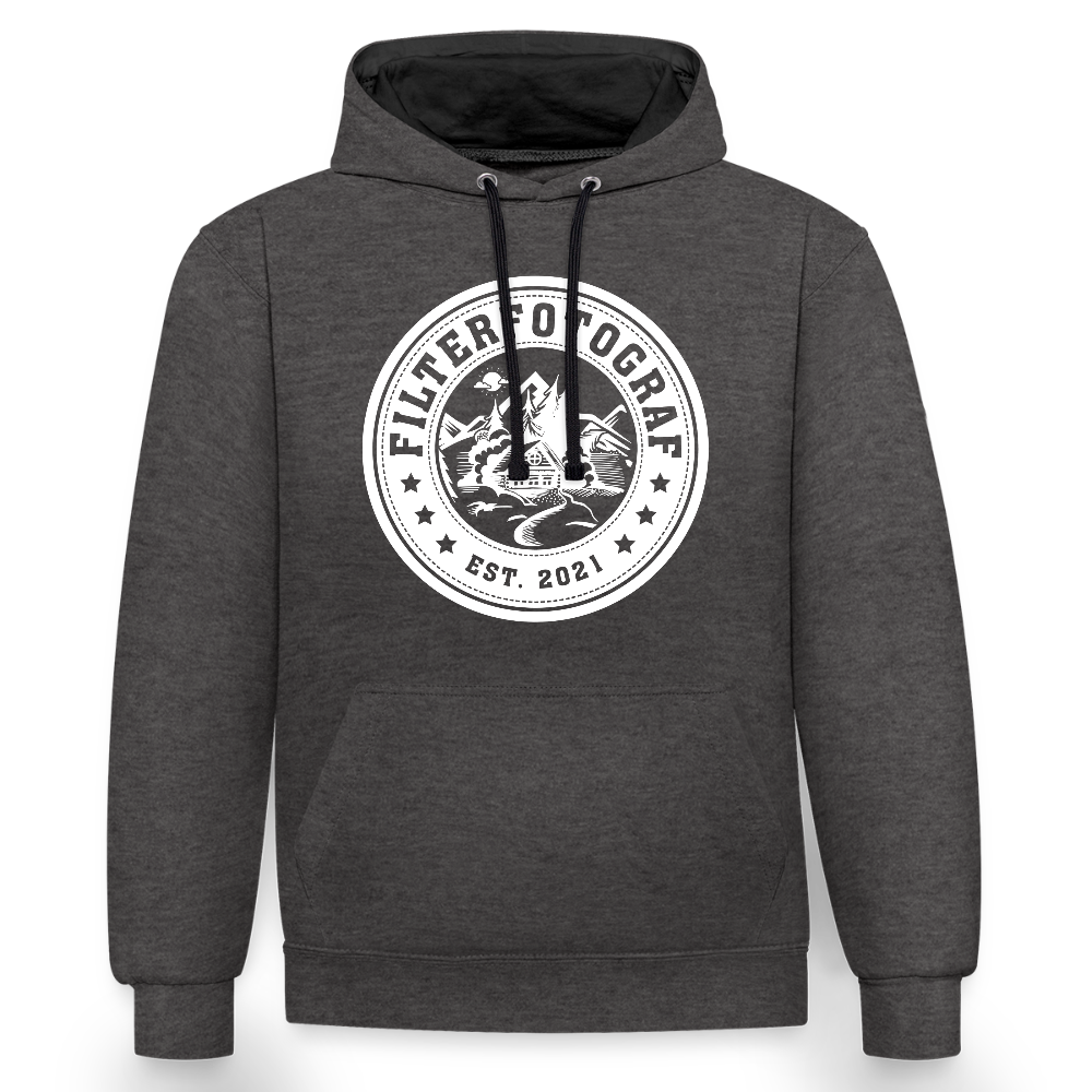 Filterfotograf Kontrast Hoodie – Unisex Kapuzenpullover mit Kopfhörerführung - Anthrazit/Schwarz