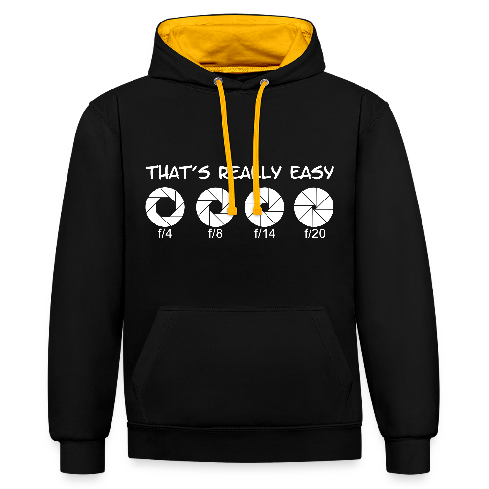 Filterfotograf Kontrast Hoodie – Unisex Kapuzenpullover mit Kopfhörerführung - Schwarz/Gold