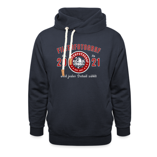 Filterfotograf Schalkragen Hoodie – Warmer Kapuzenpullover für Winter & Outdoor - Navy