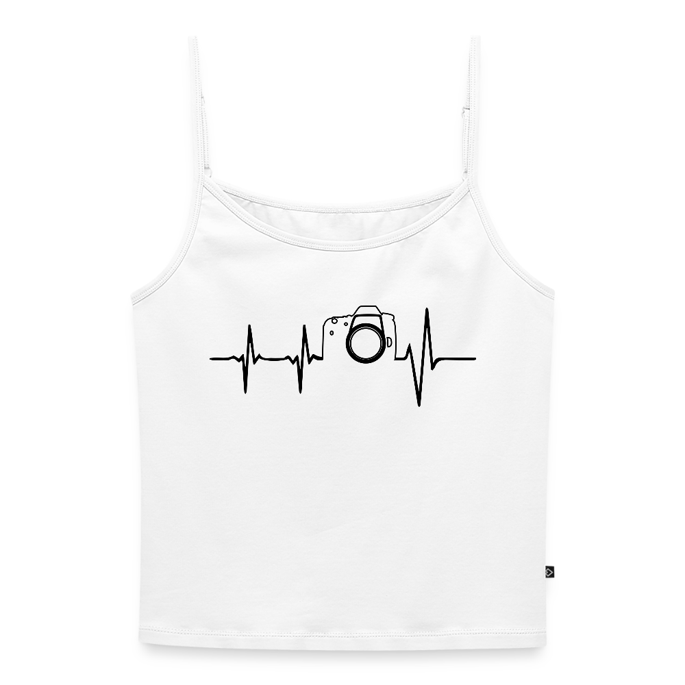Filterfotograf Damen Spaghetti Tank Top – Figurbetont & Bio-Baumwolle - Weiß