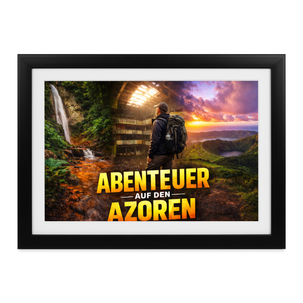 Gerahmtes Poster Abenteuer Azoren - Schwarz