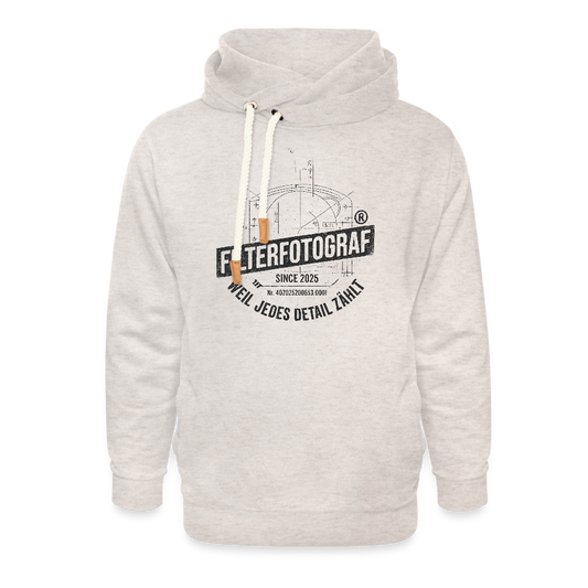 Filterfotograf Schalkragen Hoodie – Warmer Kapuzenpullover für Winter & Outdoor - Beige meliert