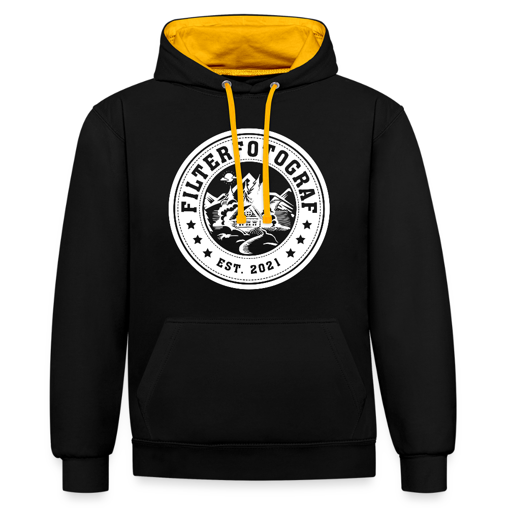 Filterfotograf Kontrast Hoodie – Unisex Kapuzenpullover mit Kopfhörerführung - Schwarz/Gold