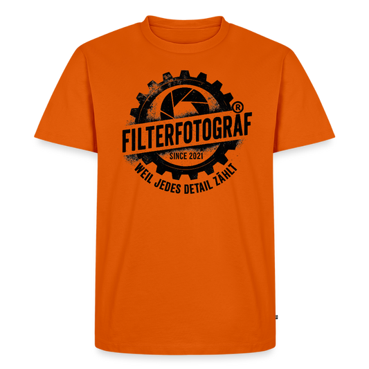 FILTERFOTOGRAF® Männer Premium T-Shirt – Front- & Rückendruck, nachhaltig & fair produziert - Orange 