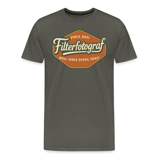 FILTERFOTOGRAF® Männer Premium T-Shirt – Front- & Rückendruck, nachhaltig & fair produziert - Asphalt