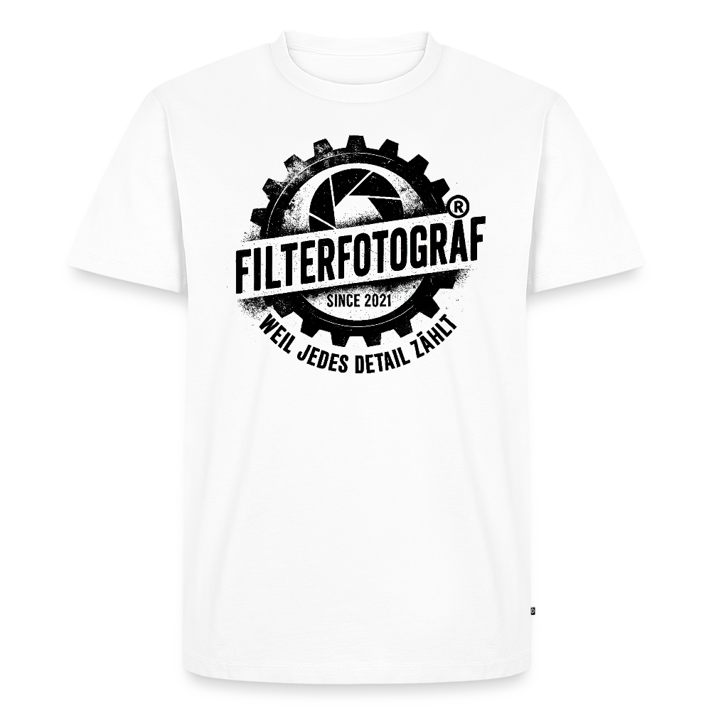 FILTERFOTOGRAF® Männer Premium T-Shirt – Front- & Rückendruck, nachhaltig & fair produziert - Weiß