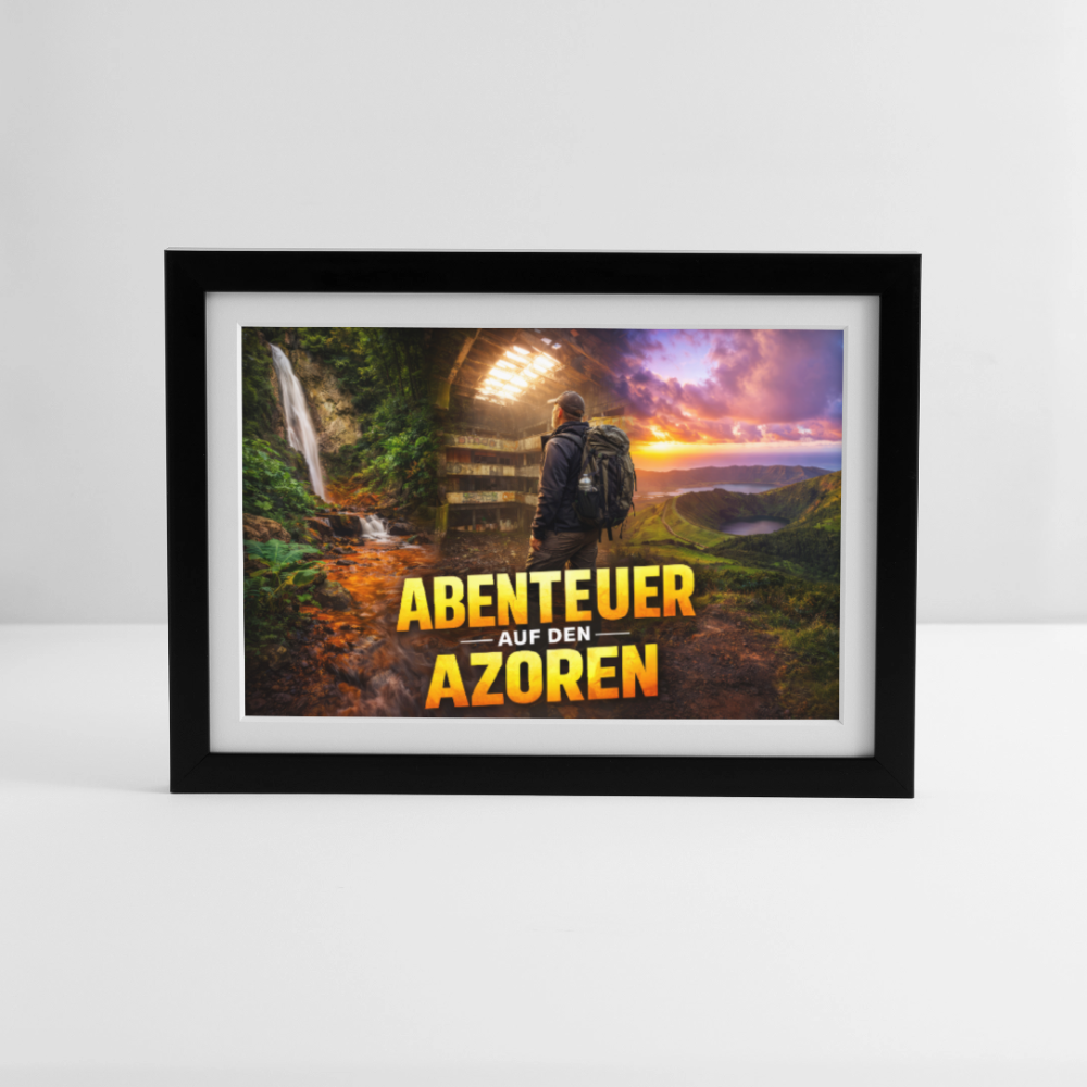 Gerahmtes Poster Abenteuer Azoren - Schwarz