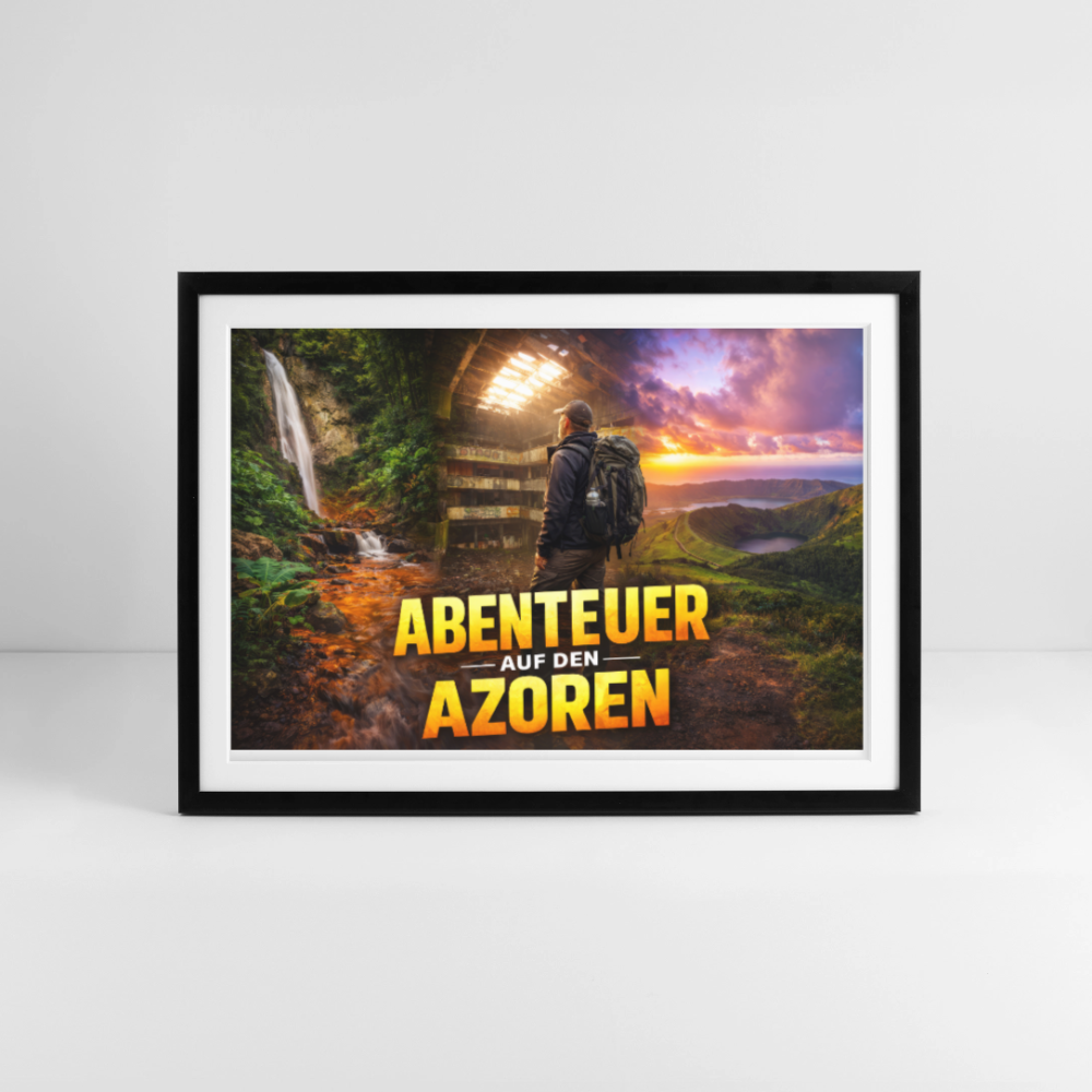 Gerahmtes Poster Abenteuer Azoren - Schwarz