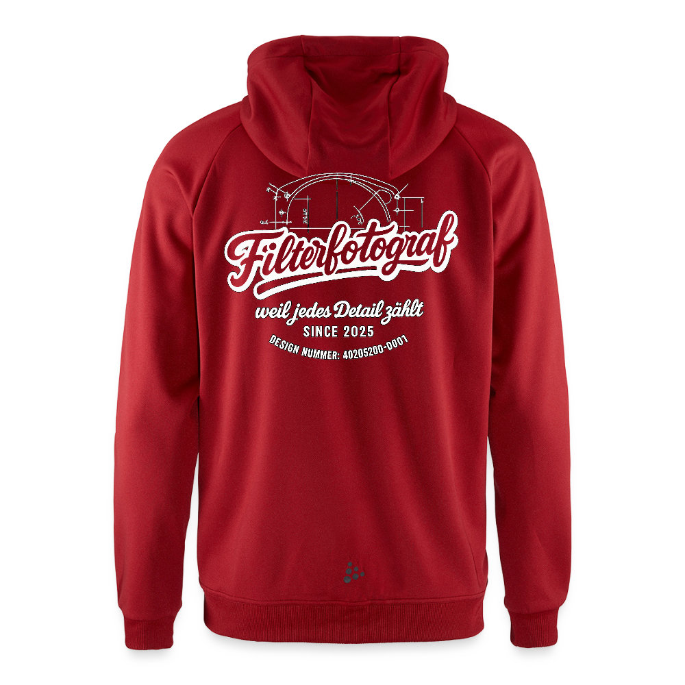 CRAFT ADV Unify Kapuzenjacke – Funktionelle Teamline Hoodie-Jacke aus Recycling-Polyester - Dunkelrot