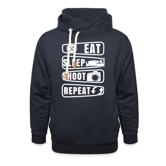 Filterfotograf Schalkragen Hoodie – Warmer Kapuzenpullover für Winter & Outdoor - Navy