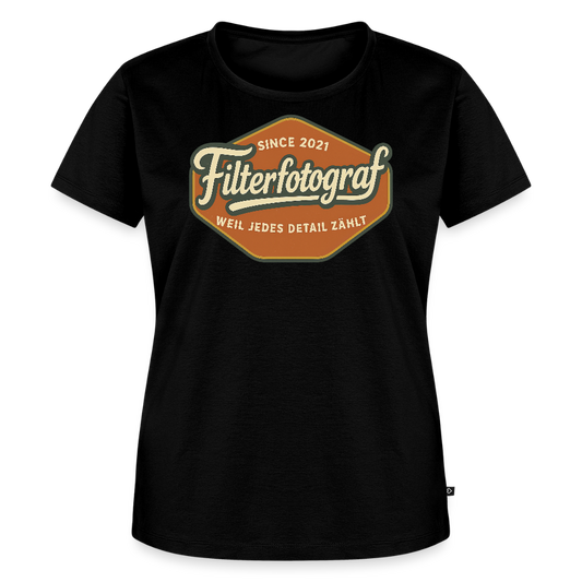 FILTERFOTOGRAF® Frauen Premium T-Shirt – Nachhaltiges Damen Shirt mit perfekter Passform - Schwarz