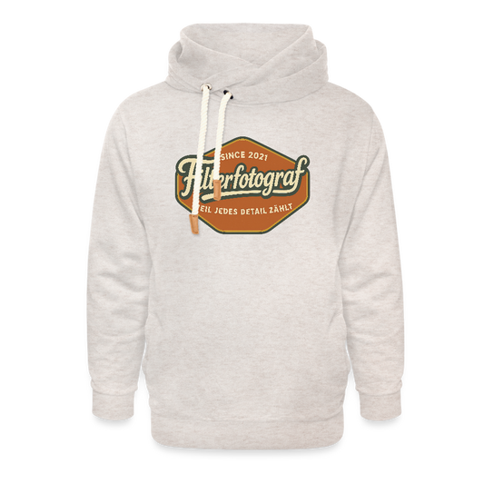 Filterfotograf Schalkragen Hoodie – Warmer Kapuzenpullover für Winter & Outdoor - Beige meliert