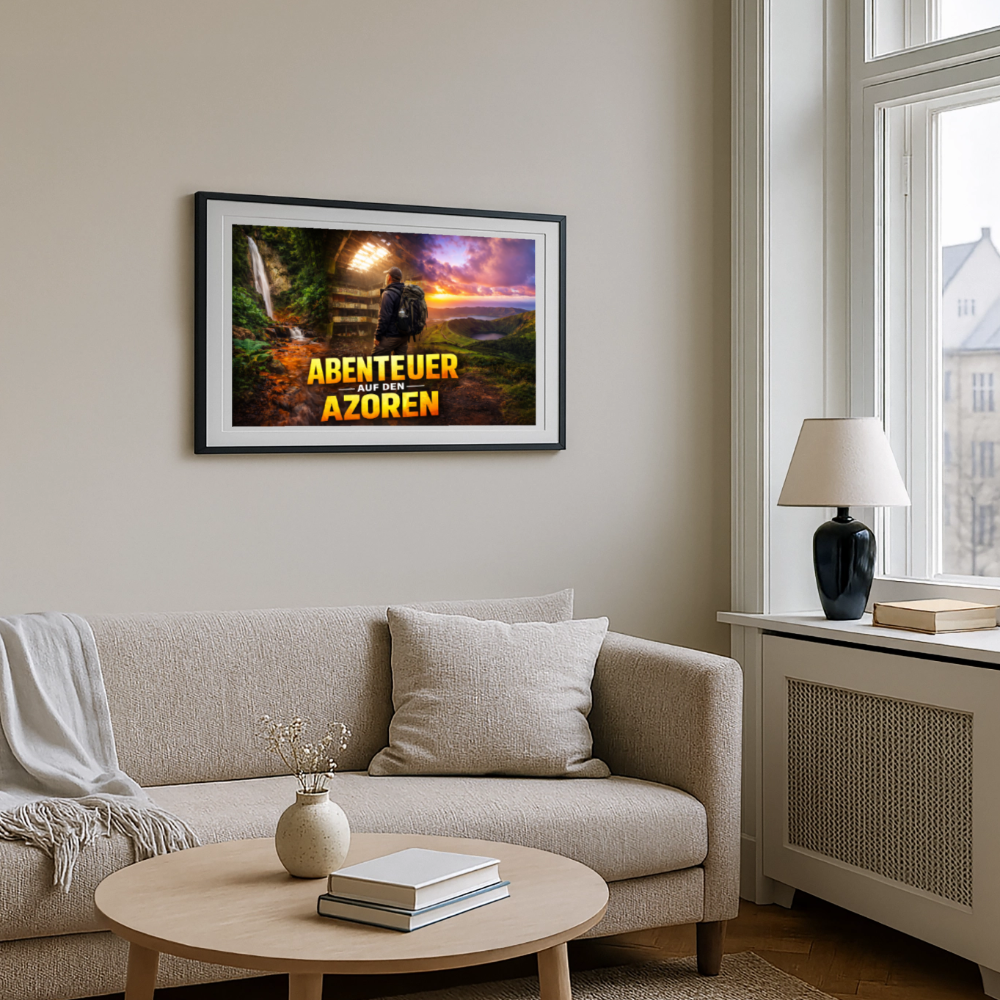 Gerahmtes Poster Abenteuer Azoren - Schwarz