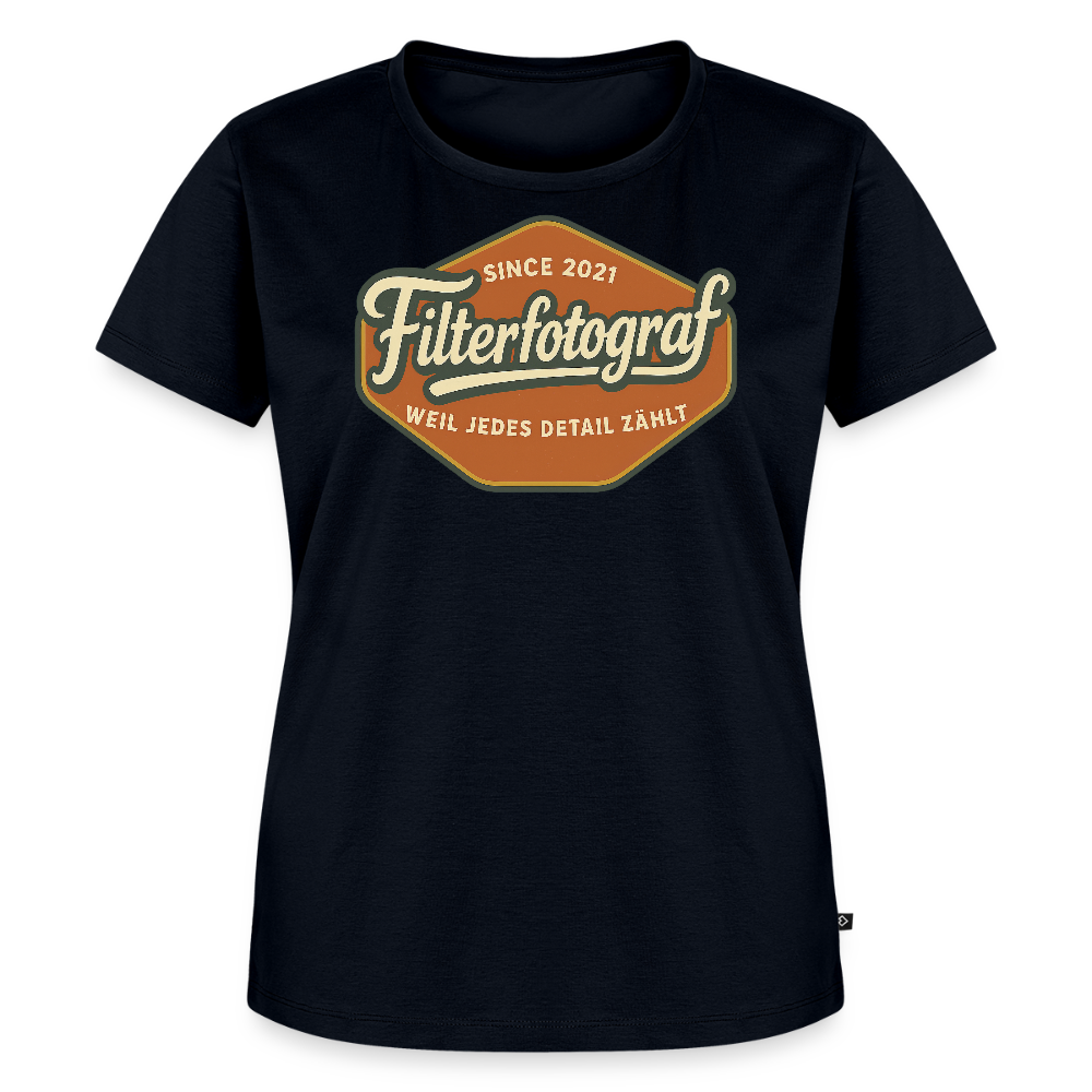 FILTERFOTOGRAF® Frauen Premium T-Shirt – Nachhaltiges Damen Shirt mit perfekter Passform - Navy