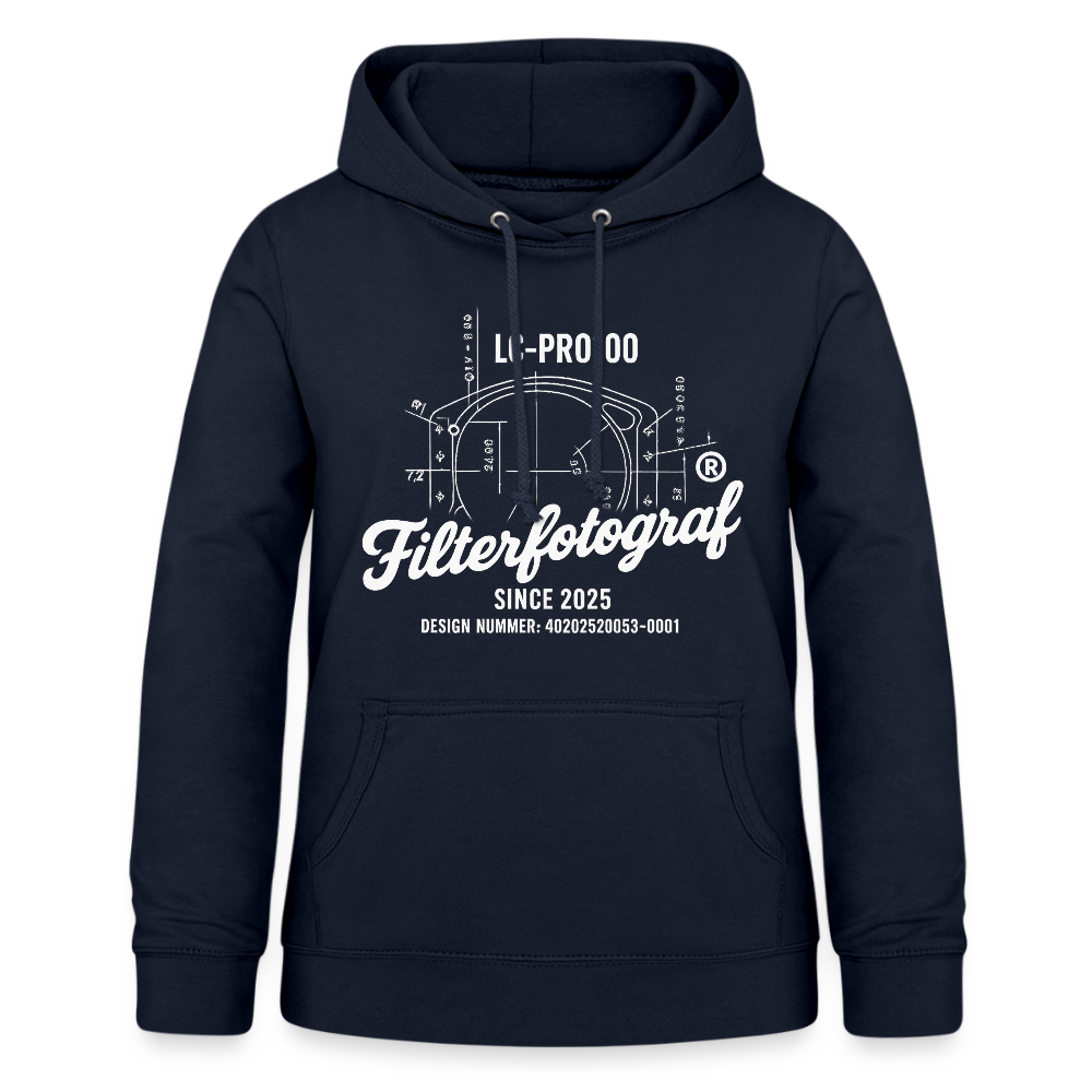 Filterfotograf Damen Hoodie – Fotografie Kapuzenpullover für Outdoor & Freizeit - Navy