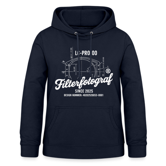 Filterfotograf Damen Hoodie – Fotografie Kapuzenpullover für Outdoor & Freizeit - Navy