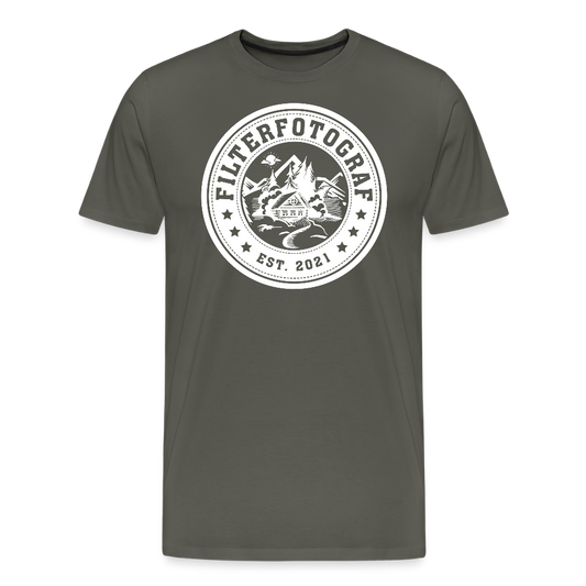 FILTERFOTOGRAF® Männer Premium T-Shirt – Front- & Ärmel­druck, nachhaltig & fair produziert - Asphalt