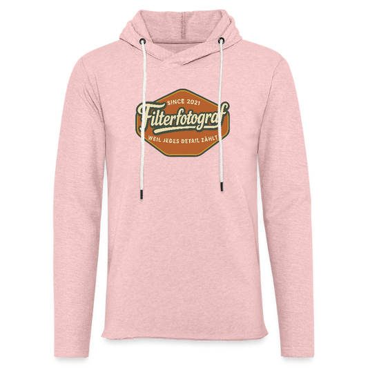 Filterfotograf Leichtes Kapuzensweatshirt – Hoodie für Frühling & Sommer - Rosa-Creme meliert