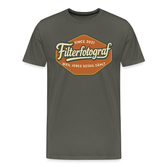 FILTERFOTOGRAF® Männer Premium T-Shirt – Front- & Rückendruck, nachhaltig & fair produziert - Asphalt