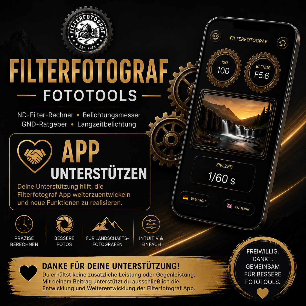 Unterstütze die Weiterentwicklung der Filterfotograf App