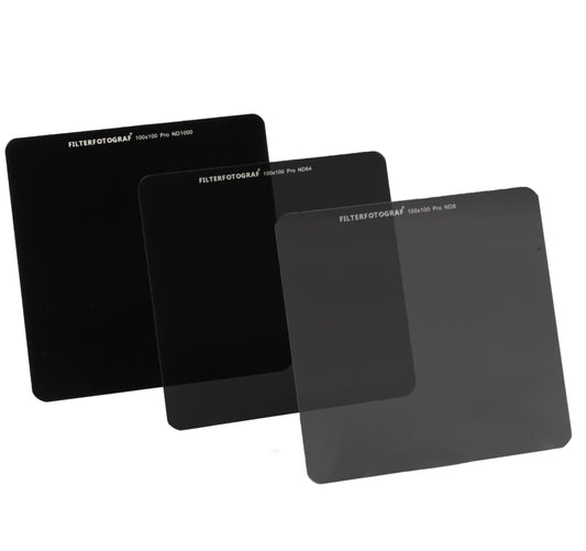 Filterfotograf® ND Filter Set 100x100mm – ND8, ND64 & ND1000 aus Ultra HD Glas mit Nano-Beschichtung