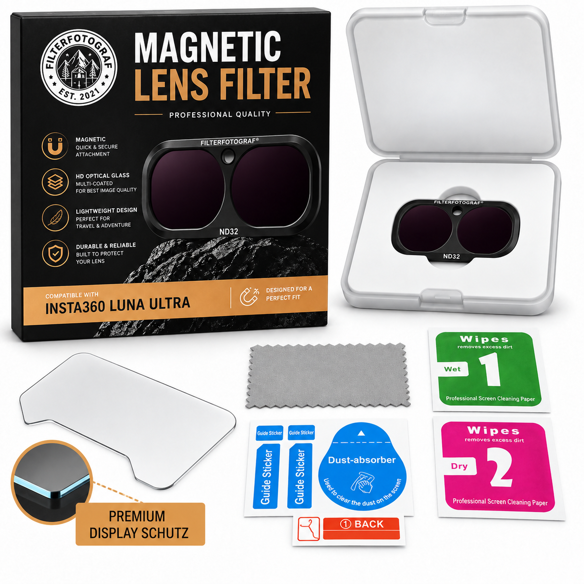 FILTERFOTOGRAF® InstaLuna Ultra ND32 – Magnetischer ND-Filter für Insta360