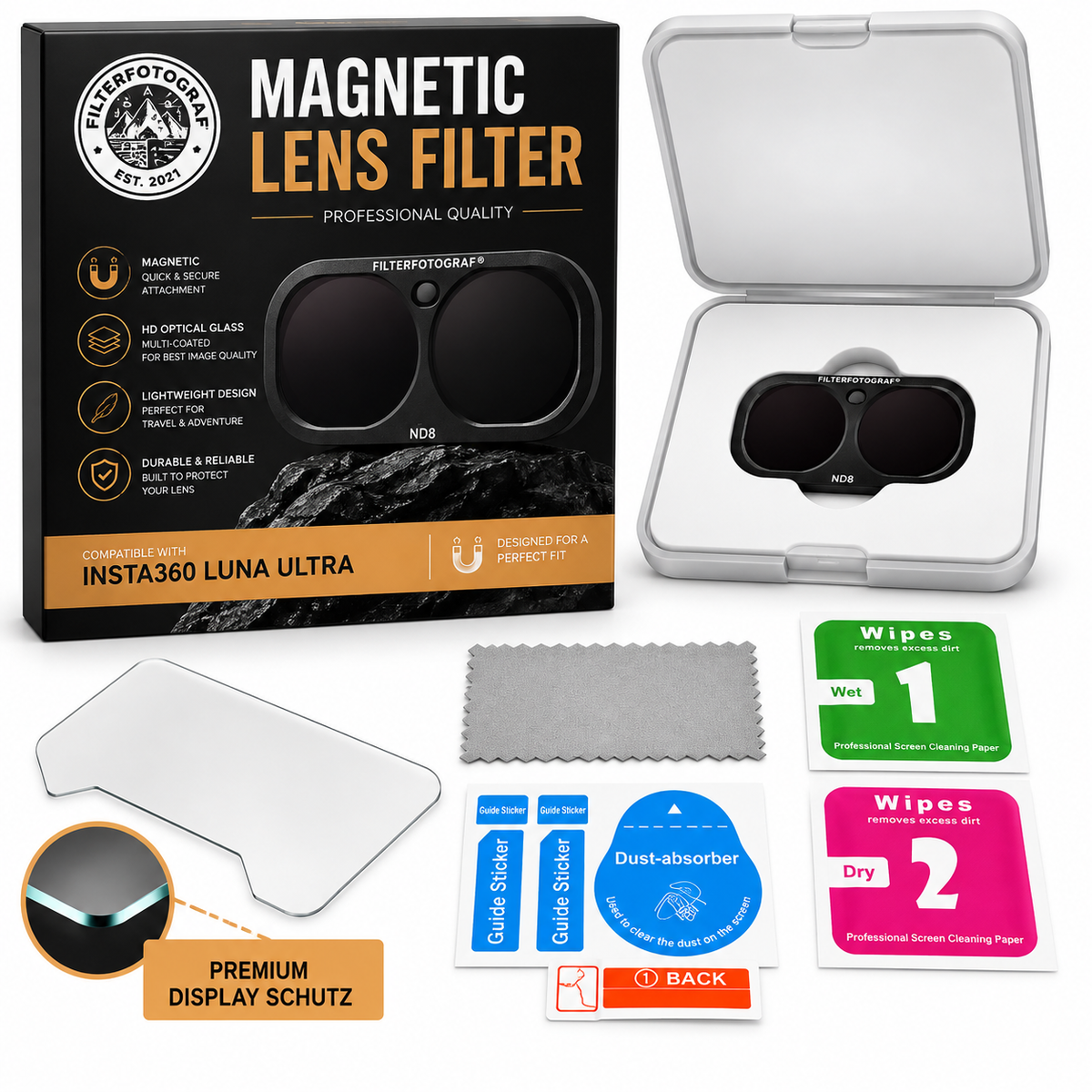 FILTERFOTOGRAF® InstaLuna Ultra ND8 – Magnetischer ND-Filter für Insta360