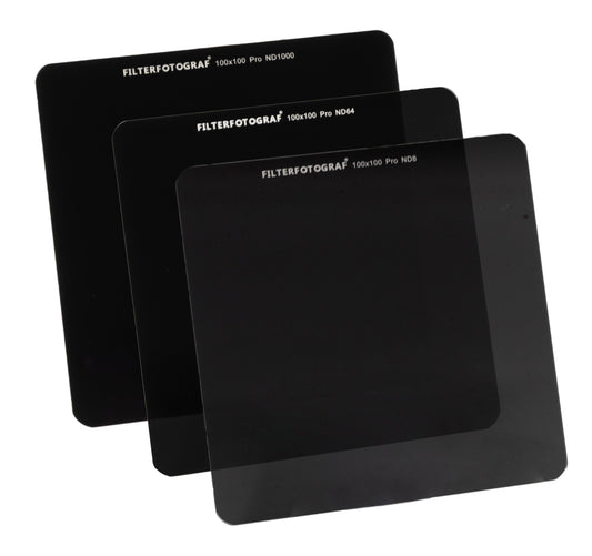 Filterfotograf® ND Filter Set 100x100mm – ND8, ND64 & ND1000 aus Ultra HD Glas mit Nano-Beschichtung
