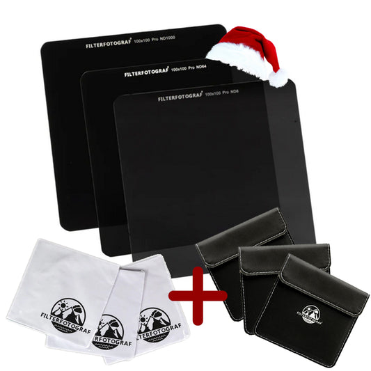 Filterfotograf® Weihnachts Angebot - ND Filter Set 100x100mm – ND8, ND64 & ND1000 aus Ultra HD Glas
