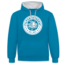 Lade das Bild in den Galerie-Viewer, Kontrast-Hoodie - Pfauenblau/Grau meliert
