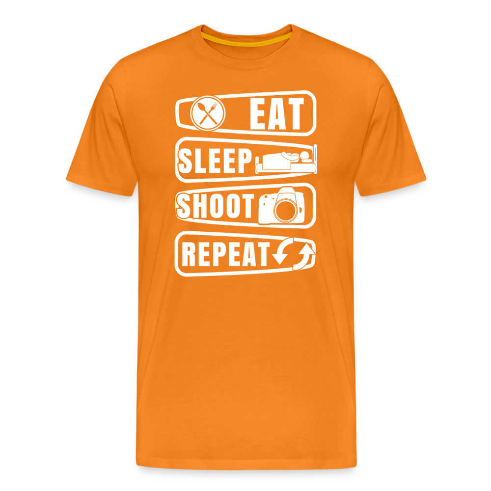 Fotografen Shirt - Eat Sleep Shot Repeat - Orange